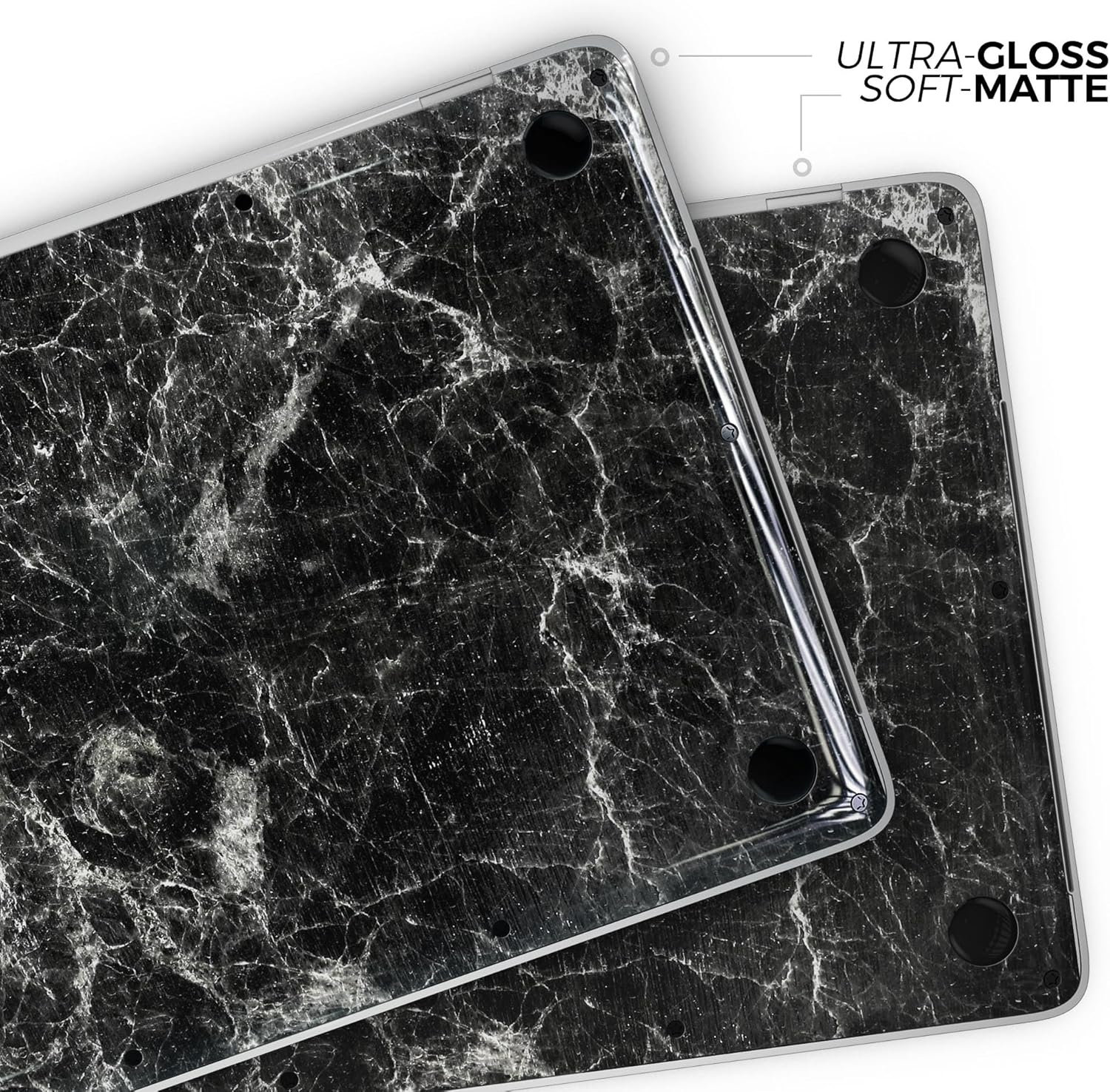 DesignSkinz - Compatible with Pro 13" w CD Drive (A1278) - Skin Decal Protective Scratch Resistant Vinyl Wrap - Black Scratched Marble