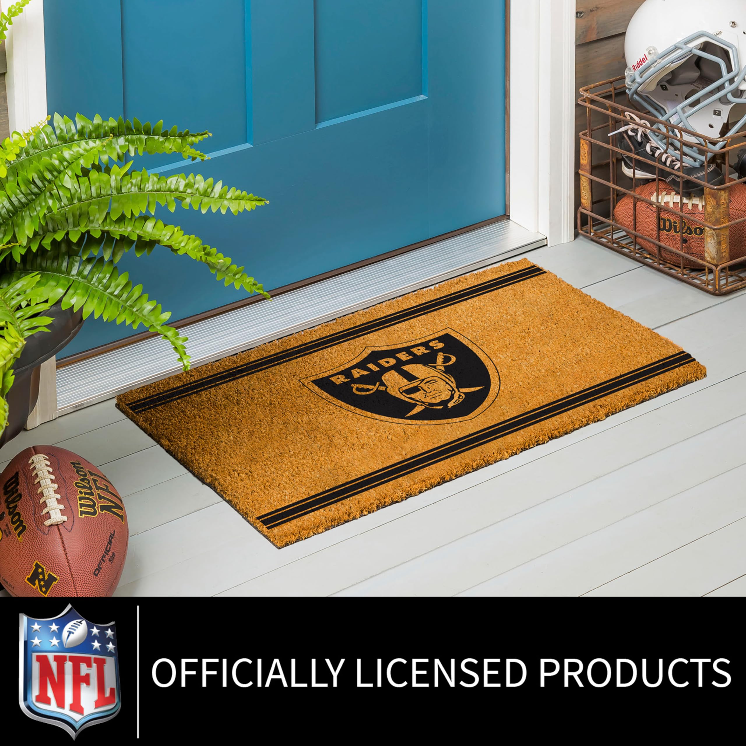 未使用　NFL RAIDERS マット　敷物　玄関　レイダース Amazon.com: NFL Las Vegas Raiders Natural Coir Door Mat, Indoor