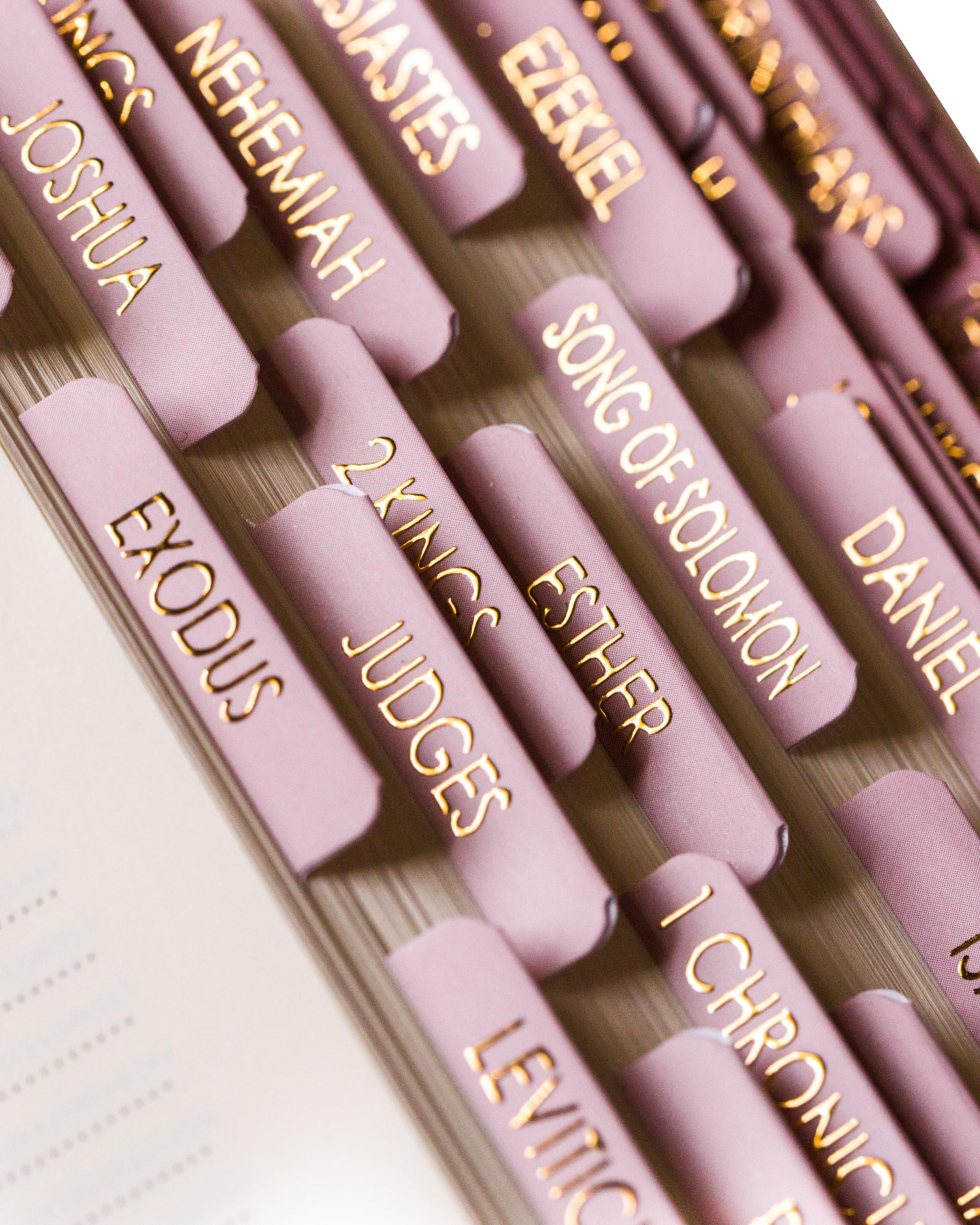 Bible Tabs for Women Study Bible, Gold Embossed Matte Catholic Bible Tabs Pink, Bible Book Index Tab Bible Book Tabs w/Old & New Testament Pink Bible