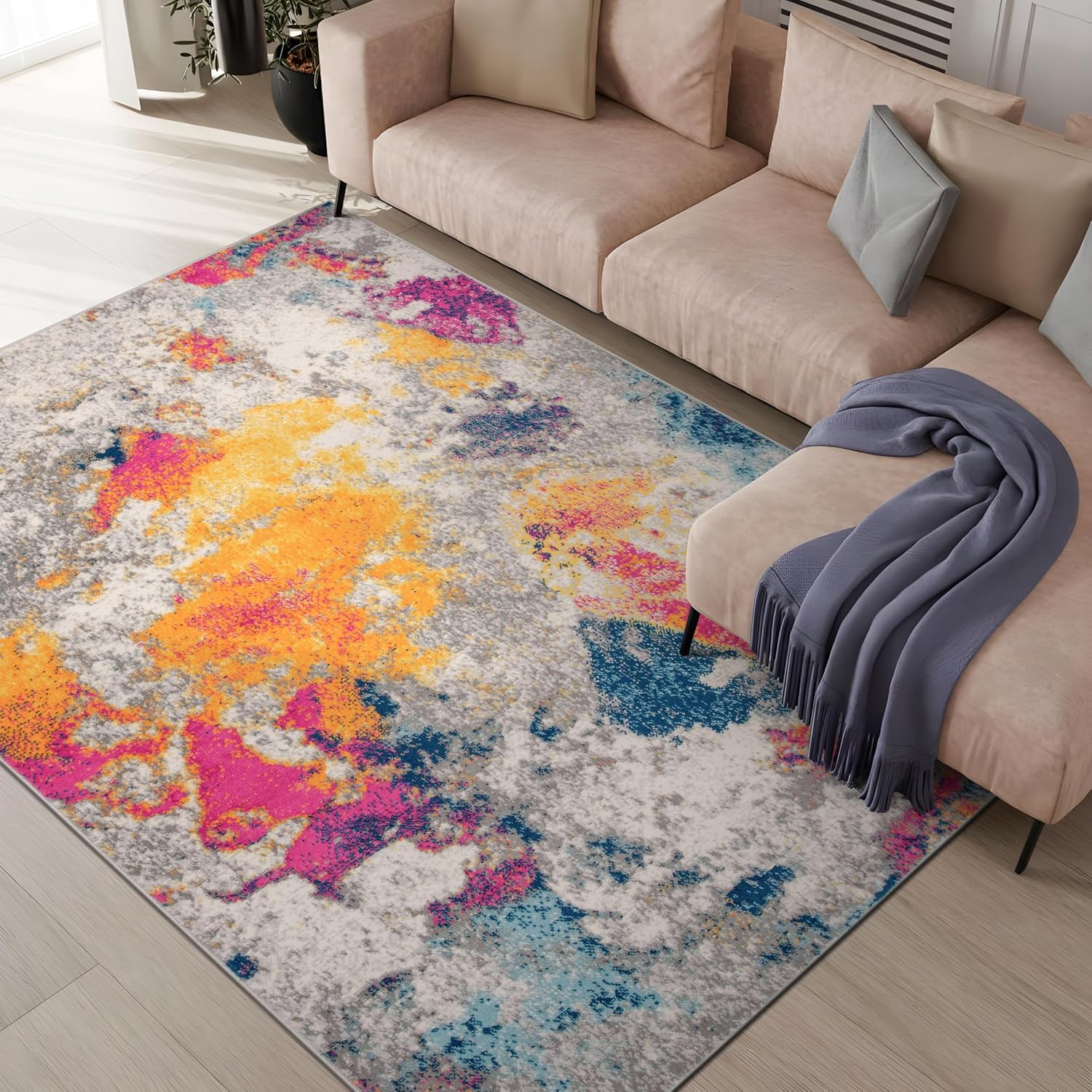 Rugshop Sky Collection Modern Abstract Area Rug 5' x 7' Multi