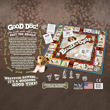 Late for The Sky Beagle-Opoly Board Game, Dog Lovers Family Game, 2-6 Players, Ages 8+, Opoly-Style Pet Theme, Traditional or One-Hour Variant