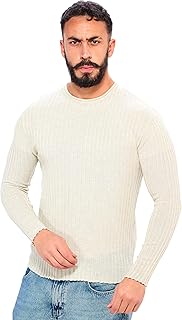 ريفين بلوفر محبوك سهل الارتداء باكمام طويلة للرجال - بلوفر مرقش اوف وايت للرجال