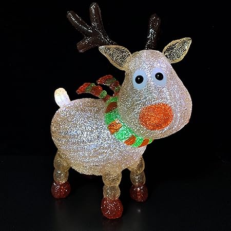 Amazon 電池で楽しむイルミネーション 可愛いトナカイ君 高さ ３２ｃｍ 防滴 自動点灯 ５時間タイマー付 クリスマス Ledイルミネーション ライト おもちゃ