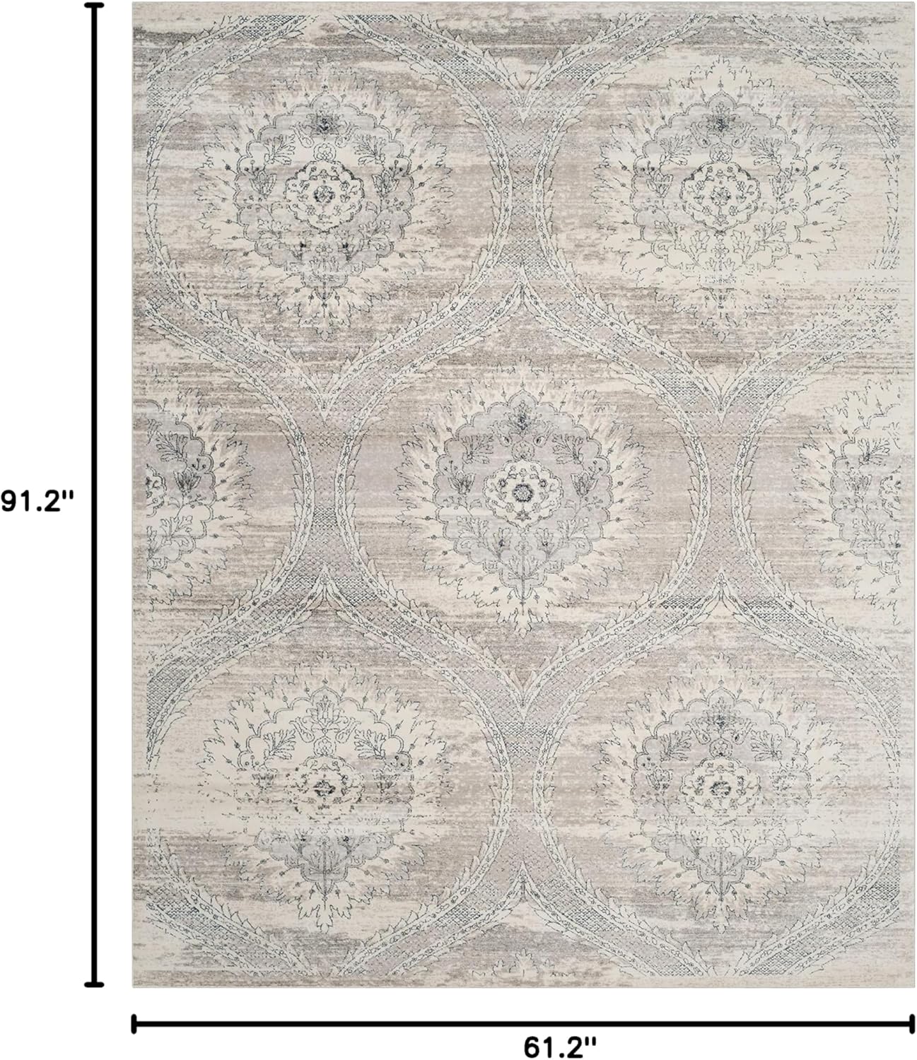 SAFAVIEH Carnegie Collection Area Rug - 5'1" x 7'6", Light Grey & Cream, Vintage Distressed Design, Non-Shedding & Easy Care, Ideal for High Traffic Areas in Living Room, Bedroom (CNG626A)