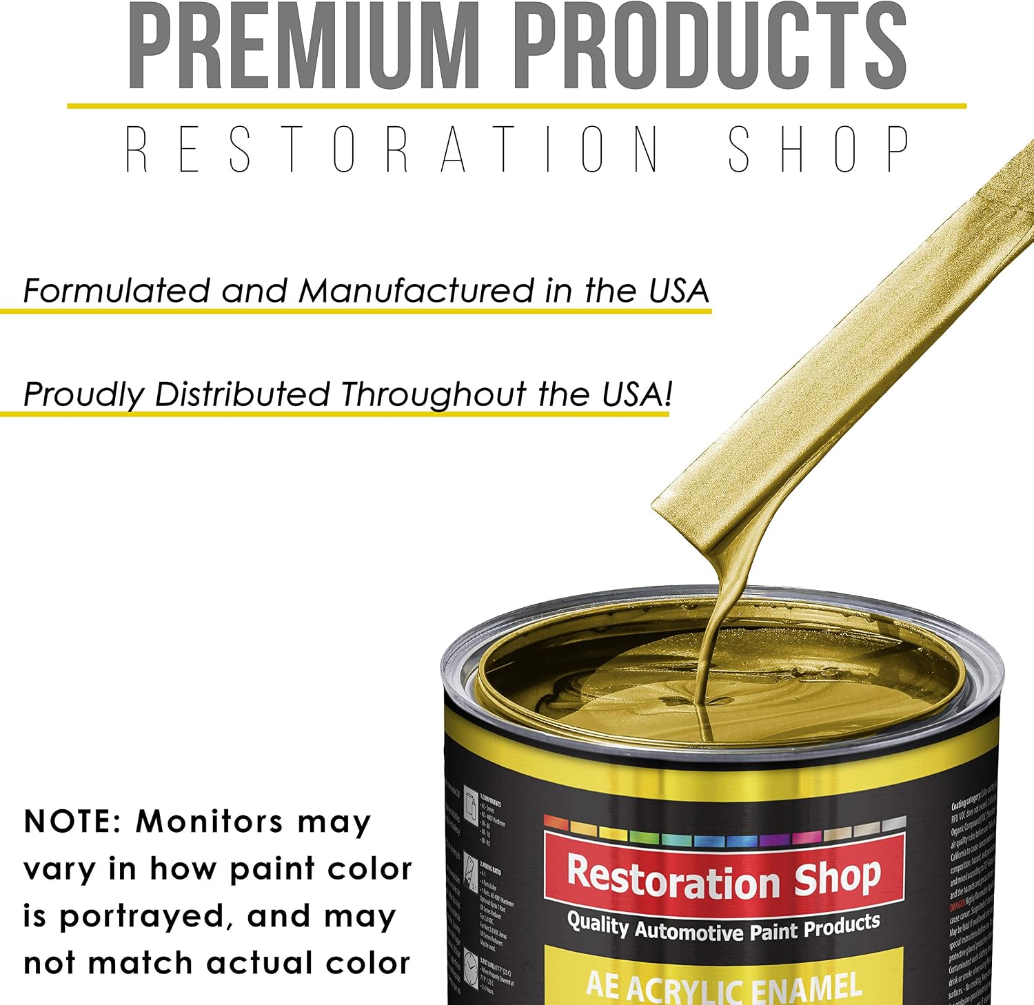 Restoration Shop - Anniversary Gold Metallic Acrylic Enamel Auto Paint - Quart Paint Color Only - Professional Single Stage High Gloss Automotive, Car, Truck, Equipment Coating, 2.8 VOC