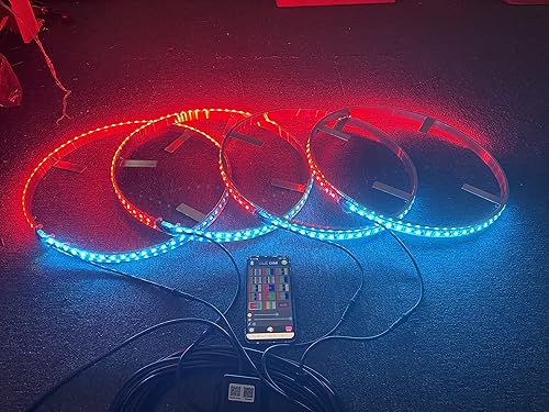 Miniatura 2 de Dream Chasing Colors Flow - Anillo de luces LED de 15.5 pulgadas, luces de llanta, luces de neumáticos, control de aplicación de dientes azules, 4