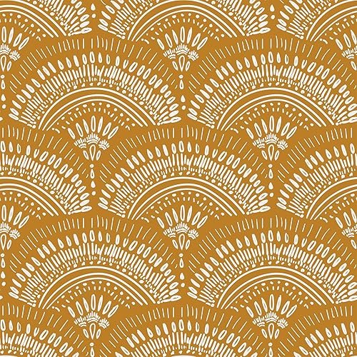 Miniatura 1 de VEELIKE Papel tapiz geométrico amarillo mostaza para despegar y pegar, papel tapiz geométrico bohemio, extraíble, de 17.7 x 118 pulgadas, apto para