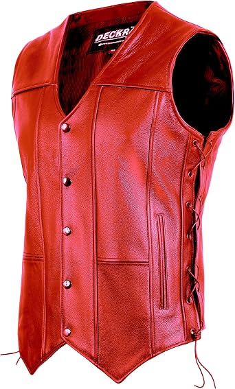 Classic Mens Genuine Leather Vest - Timeless Style Laceup Motorcycle Riding Biker Vest Club