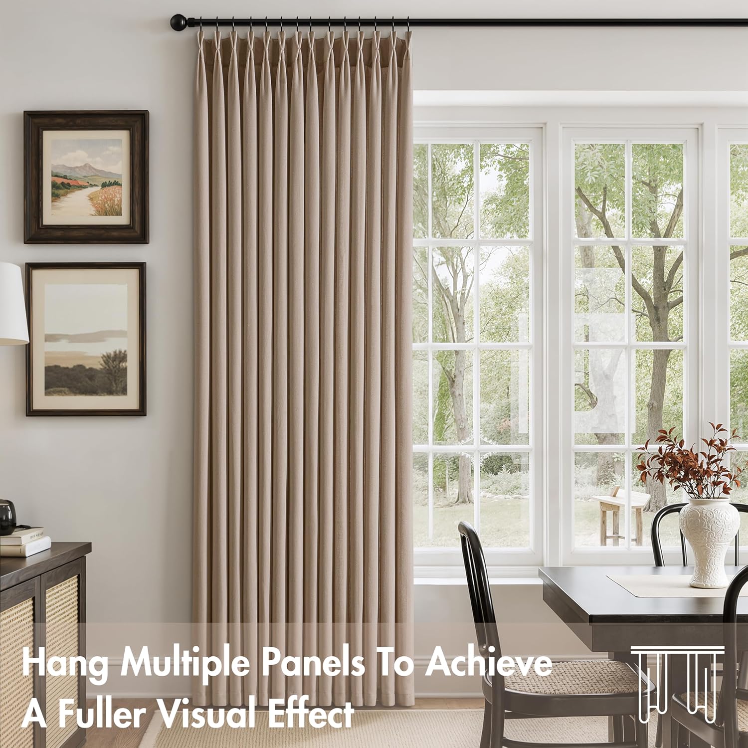 ANRODUO Taupe Pinch Pleated Linen Curtains 84 Inches Long 2 Panels image 4