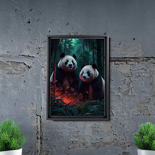 Miniatura 5 de Canvas Print cute pandas in the jungle Watercolor art framed canvas print framed wall art synthwave animal art Canvas Prints, Decor