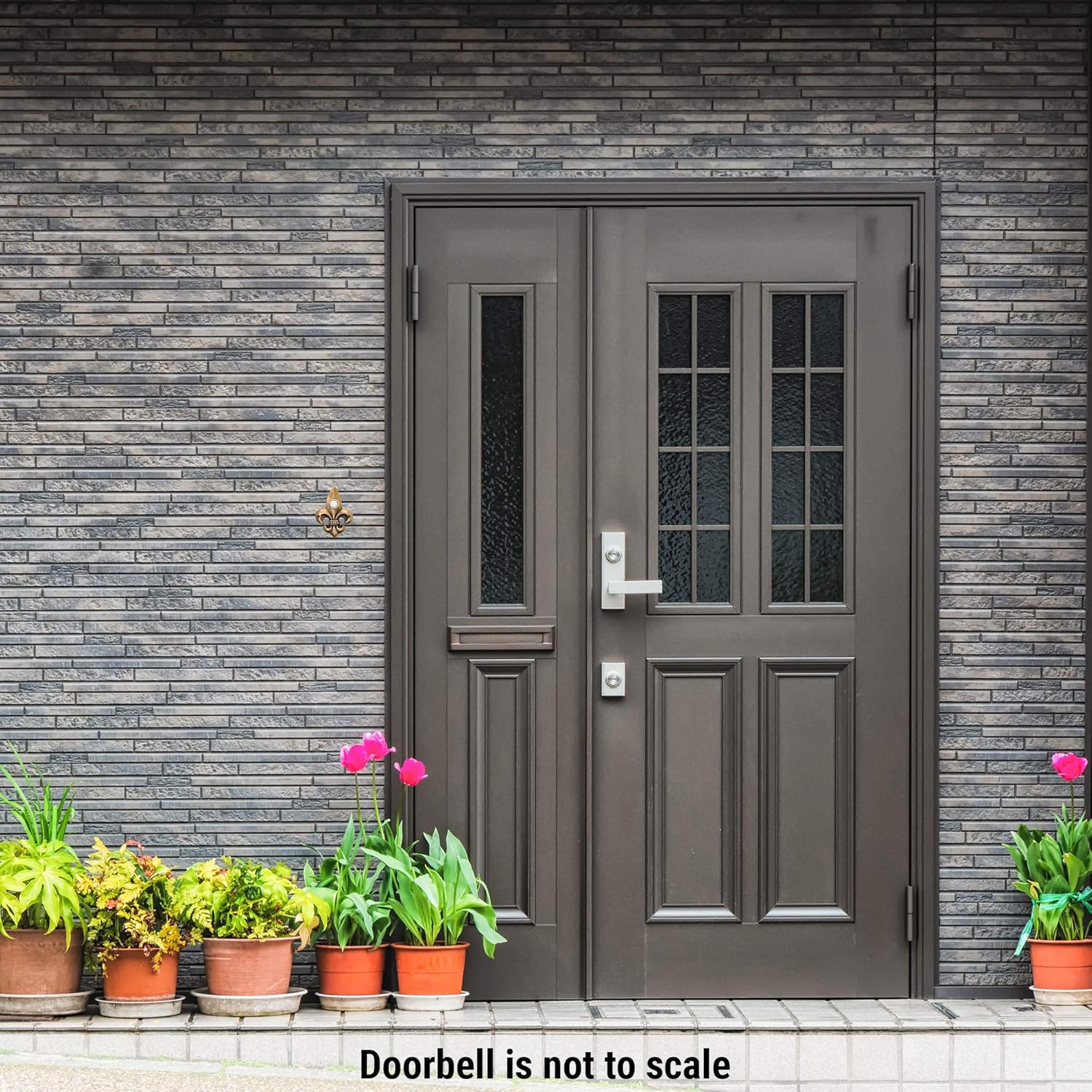 Waterwood Solid Brass Small Fleur De Lis Doorbell in Antique Finish - Wired & Illuminated Push Button from Environmentally Friendly Recycled Material