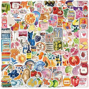 100 PCS Vintage Aesthetic Stickers Pack for Scrapbooking, Journaling - Waterproof PVC Cute Stickers for Adults, Teens - Unique Food & Girly Designs for Phone, Laptop, Mug