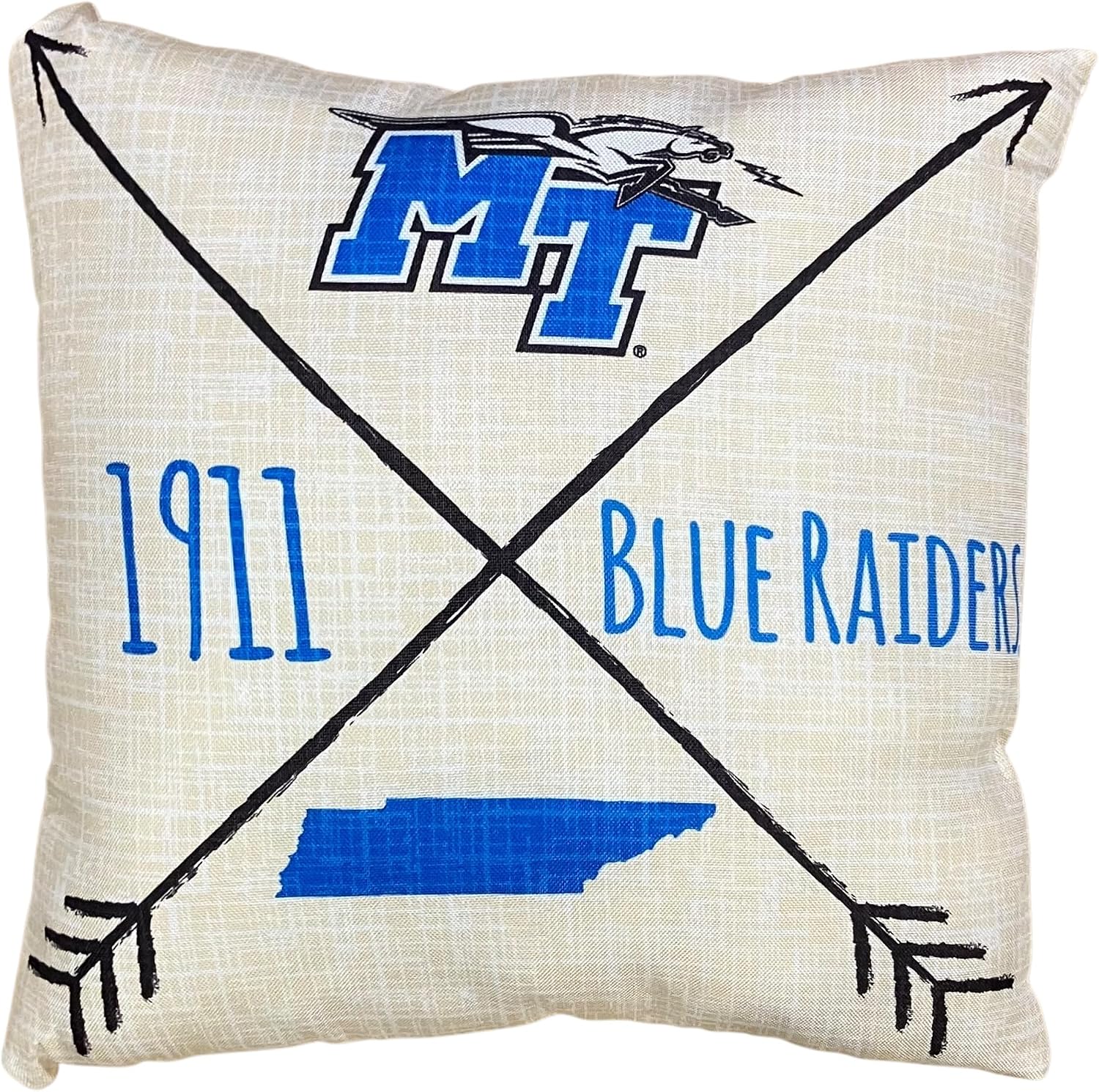 Pegasus Sports NCAA Team Wordmark Decorative Throw Pillow Middle Tennessee State University, Team Color, 18x18
