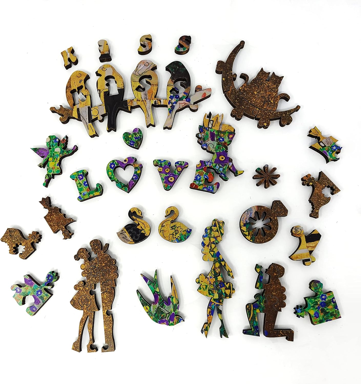 Wooden Puzzlе for Adults - Uniquely Shaped Pieces - Made in The USA by FoxSmartBox - 311 Pieces - The Kiss