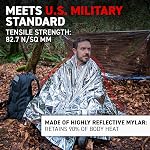 72 HRS (Pack of 4) MIL-SPEC 137 × 224 cm Emergency Blanket-Mylar Blanket, Thermal Blanket Emergency, Waterproof, Retains 90% Body Heat for Winter Camping, Hiking, First Aid, Extreme Weather