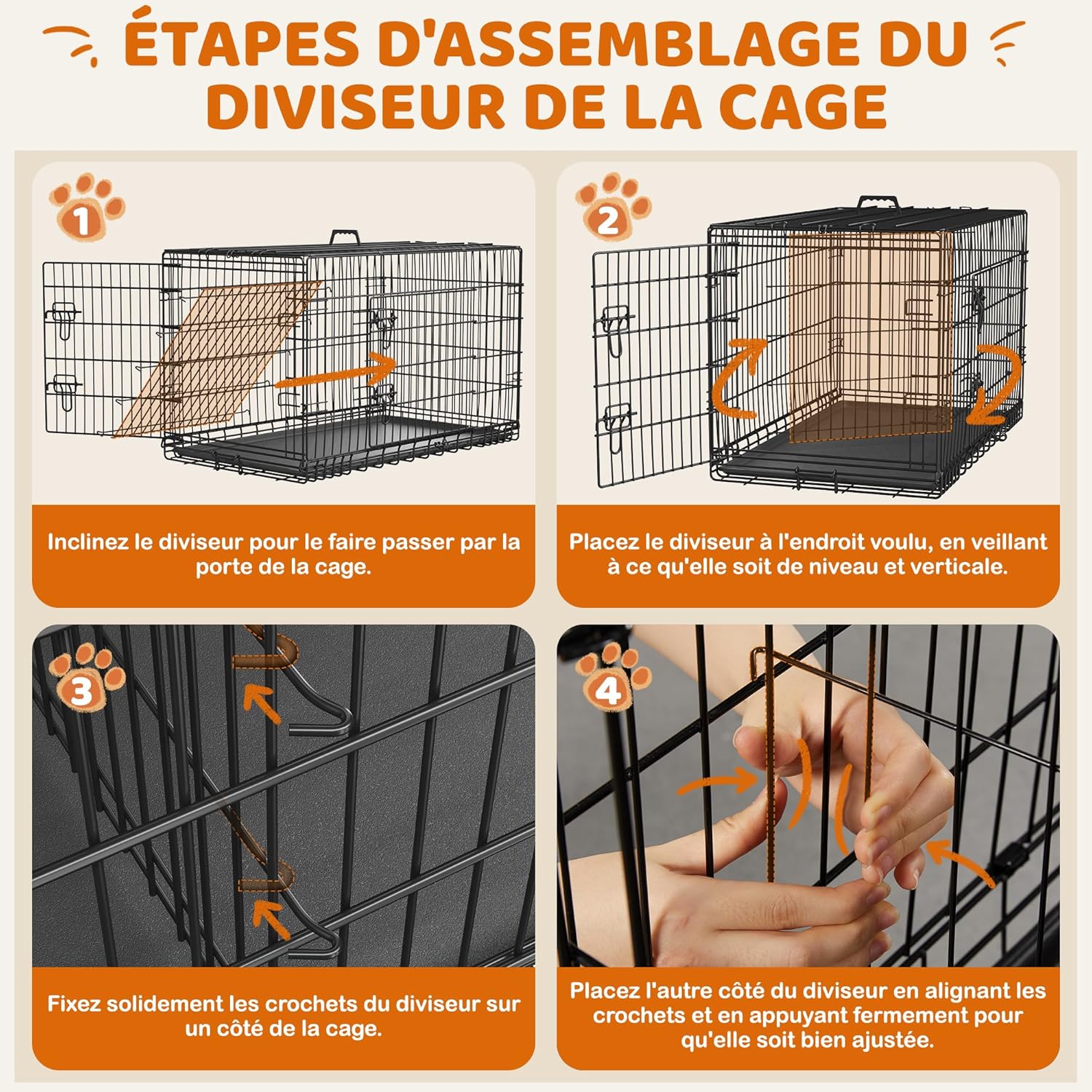 Step 1 of divider assembly: Incline divider through door
