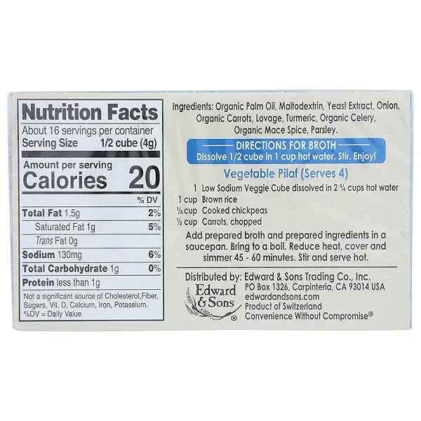 Edward & Sons Low Sodium Veggie Bouillon Cubes, 2.2 oz 2