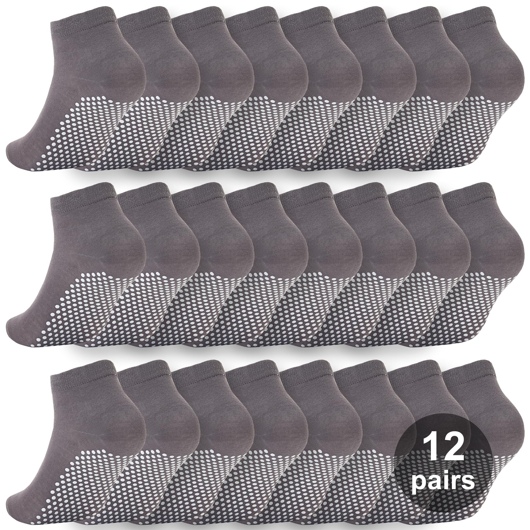 WANZHIHUI 12 Pairs Pilate Grip Socks for Women Anti-Skid Yoga Socks with Grips Hospital Socks Solid Color Bulk Ankle Socks