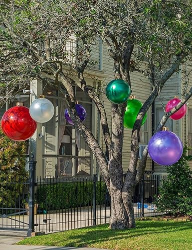 Miniatura 4 de Adornos inflables de Navidad, de 18 o 25 pulgadas, adornos de bolas de Navidad de gran tamaño para exteriores, decoración de árbol de Navidad para
