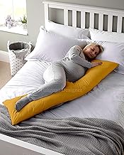 Maternity Side Pillow, 18" x 54" Long Body Pregnancy Pillow for Women Sleep, Cuddle, Hug & Sleeping, Washable Natural Cotton Cover with Zip, Mustard