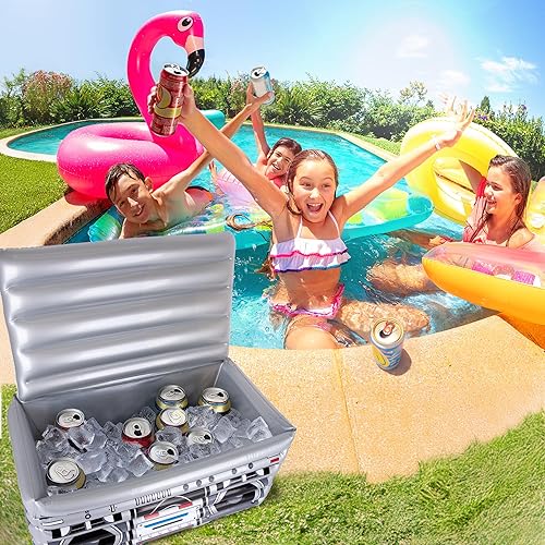 Miniatura 7 de ArtCreativity Decoración de caja inflable estilo de los años 8090, 24 pulgadas de ancho, enfriador inflable grande para decoración de fiestas de hip