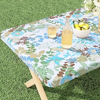 misaya Rectangle Vinyl Tablecloth 6 Foot Elastic Fitted Table Cover