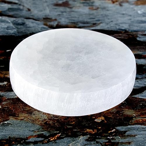 Miniatura 7 de Om Zone Placa de carga de selenita para cristales de limpieza y piedras curativas, meditación, reiki, cristales de protección, regalo espiritual (1,