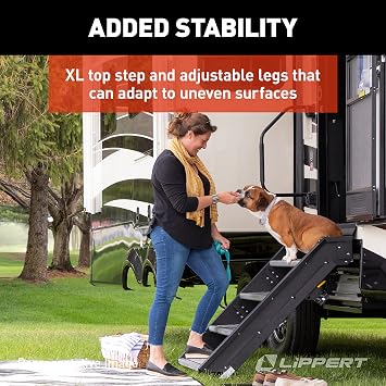 Lippert-791573 Solid Step Triple Step for RV and Travel Trailer Entry Doorway , 30-inch,Black