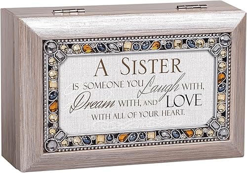 Miniatura 3 de Cottage Garden Sister You Laugh Dream Love - Caja de música de peltre cepillado