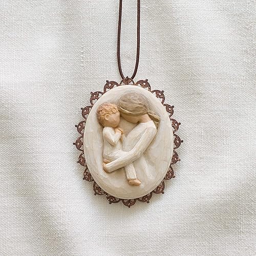 Vista 26 de Willow Tree Adorno con bordes de metal, esculpido pintado a mano en relieve