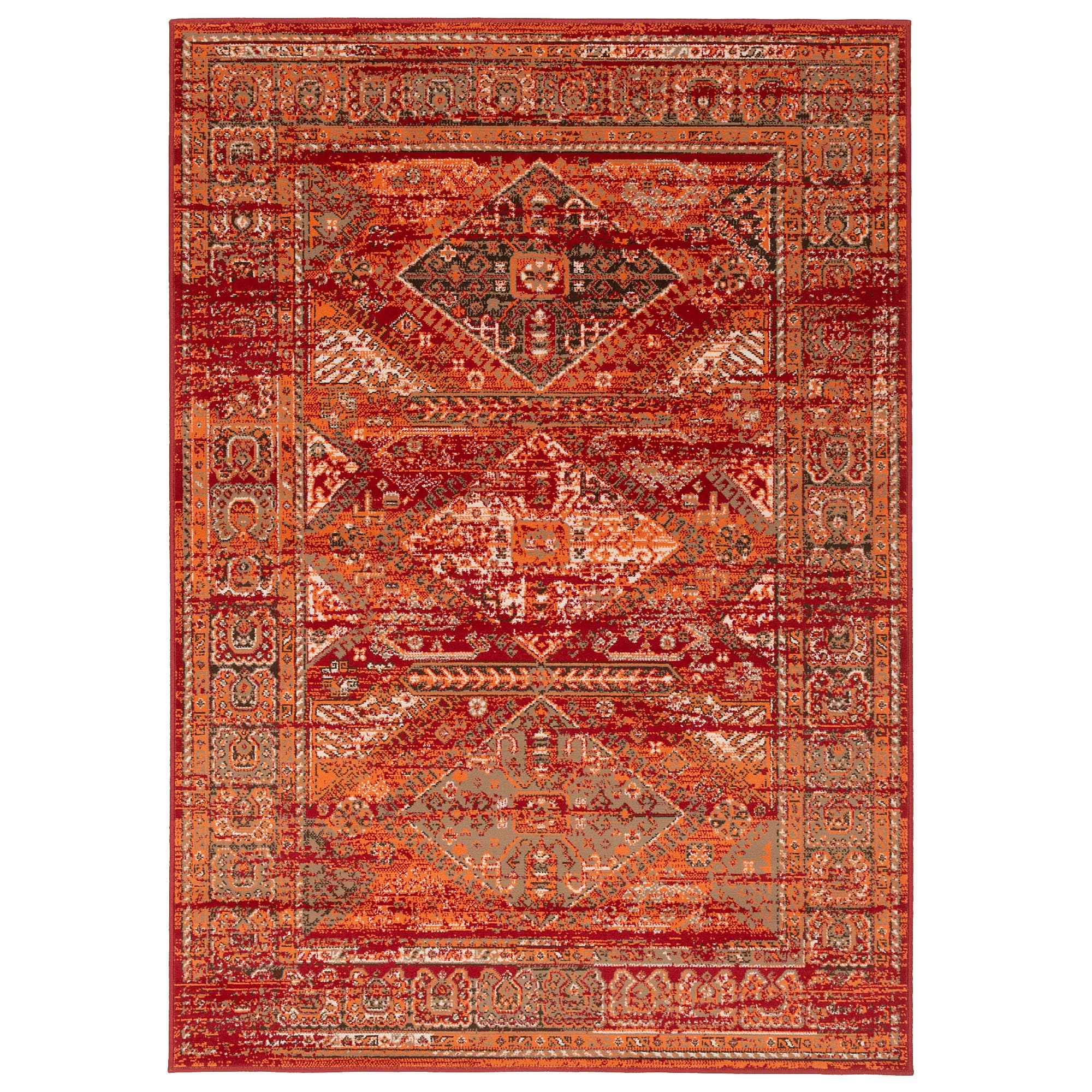 Pergamon Designer Teppich Pop-Vintage Orient Terrakotta Bordüre in 5 Größen