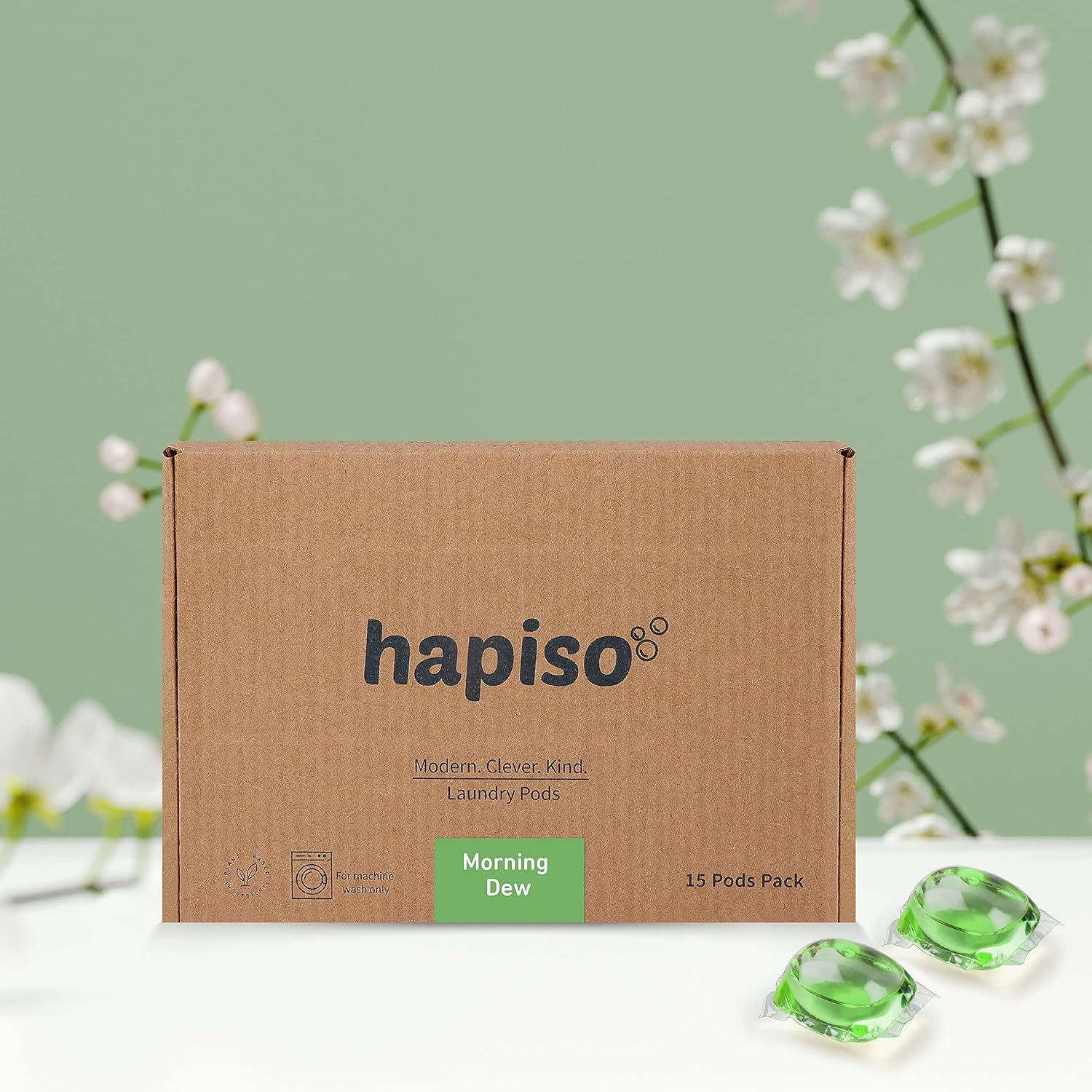 5-in-1 Laundry Pods Morning Dew Fragrance Pack of 15 dissolvable laundry detergent capsules with Stain Removal, Fabric Care, and Long Lasting Fragrance for Front and Top Load Washing Machine