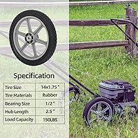 Vista 5 de GICOOL Neumático de goma de 14 x 1.75'' y rueda de radios de plástico, longitud de cubo de 2.5'', orificio de eje de 1/2'', para repuesto de rueda