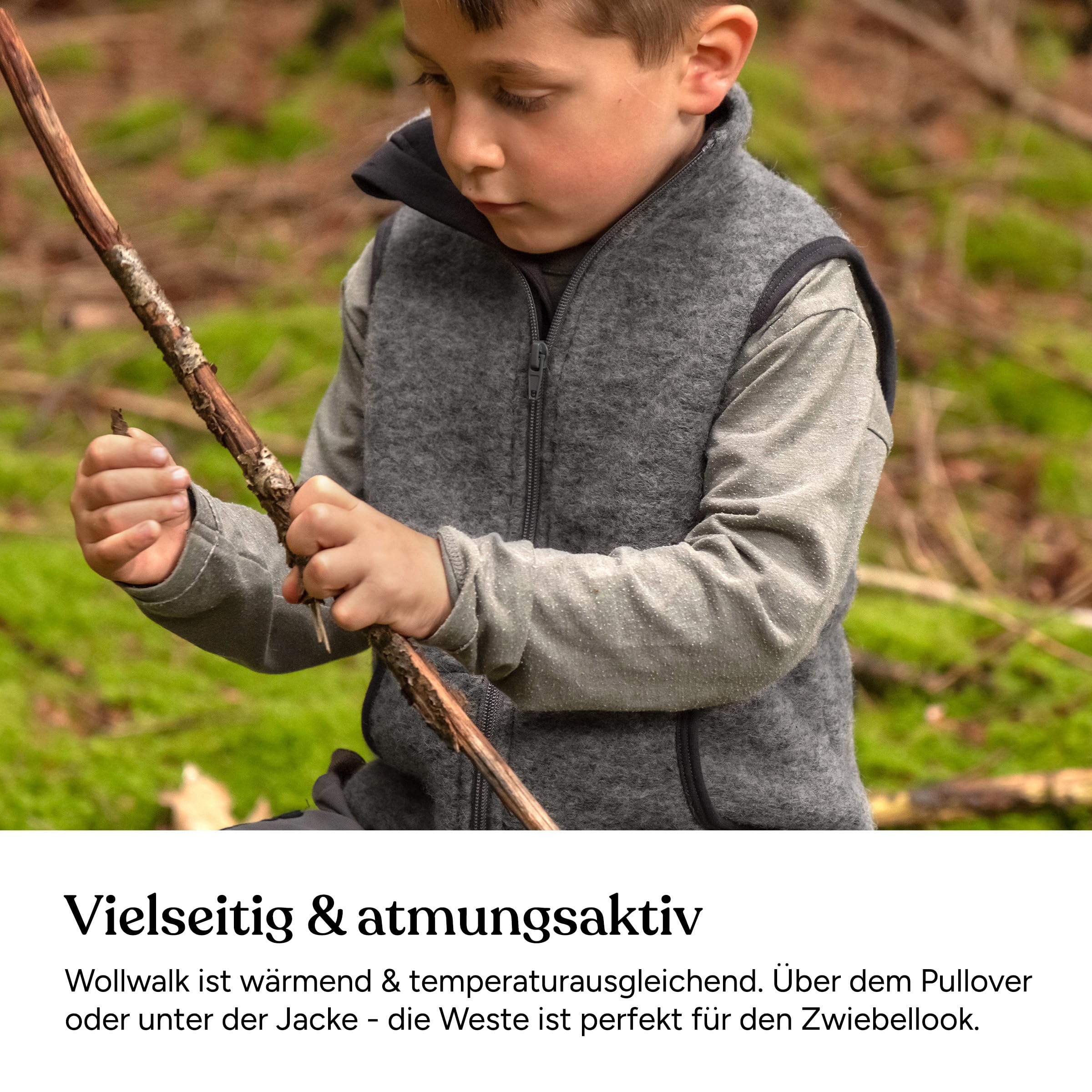 Ehrenkind ® Walkweste für Kinder aus Bio-Schurwolle | Kinderweste Gr. 74/80 | Weste Kinder in Anthrazit für Mädchen und Jungen | Kinderkleidung | Baby Weste