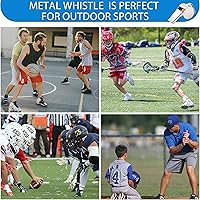 Vista 7 de Whistle - Paquete de 3 silbatos deportivos de metal para entrenadores, árbitros deportivos con cordón, silbatos de entrenador para adultos, silbatos