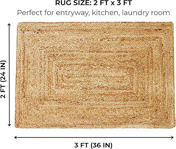 Tapete Yute Trenzado Natural 60x91 cm Antesala Cocina Reversible miniatura 2