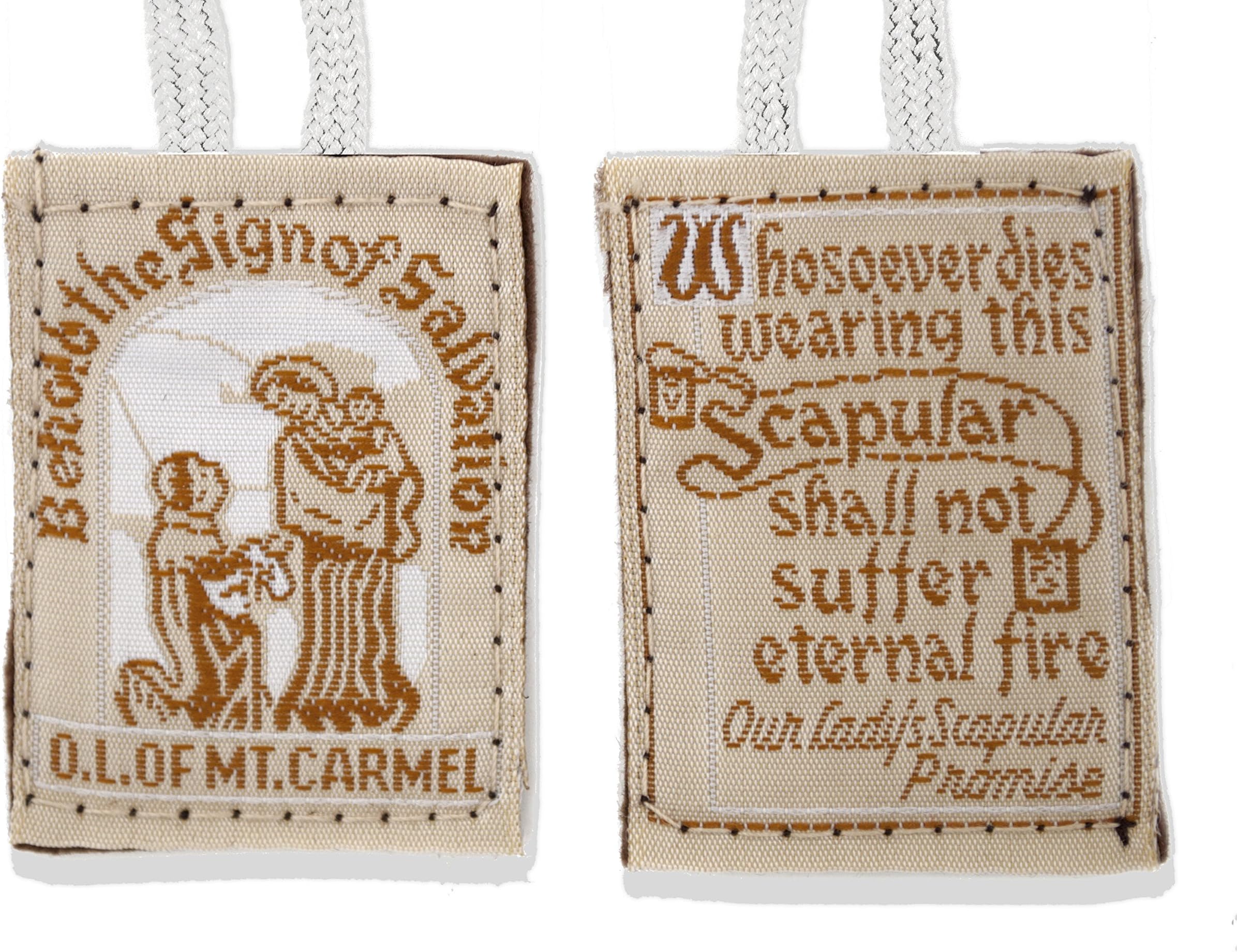 VILLAGE GIFT IMPORTERSGood Shepherd Creations Our Lady of Mount Carmel Brown Scapular with White Cord