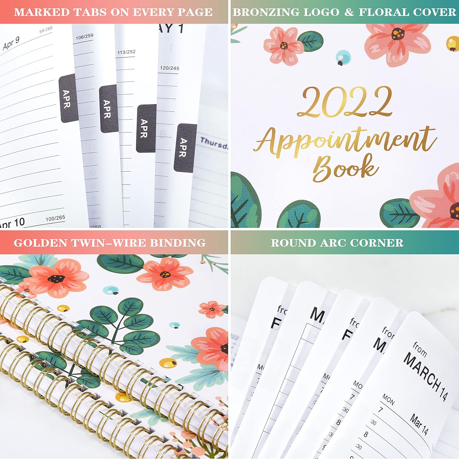 2022 Weekly Appointment Book & Planner - 2022 Daily Hourly Planner 8" x 10", Jan 2022- Dec 2022, 30-Minute Interval, Flexible Cover, Twin-Wire Binding, Ample Writing Space with Notes, To-Do Lists : Office Products