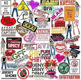Jersey Shore Variety 50ct Vinyl Large Deluxe Stickers Variety Pack - Laptop, Water Bottle, Scrapbooking, Tablet, Skateboard, Indoor/Outdoor