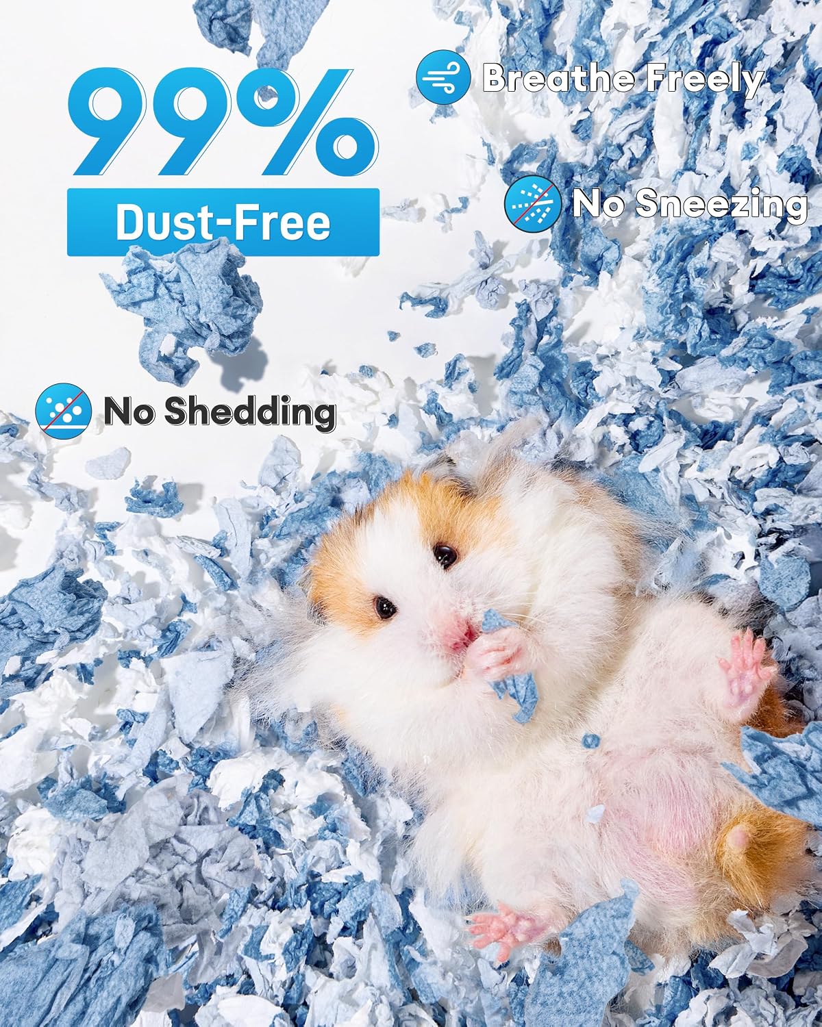 BUCATSTATE Hamster Bedding 70L, 99% Dust-Free Paper Bedding, Ocean Blue image 2