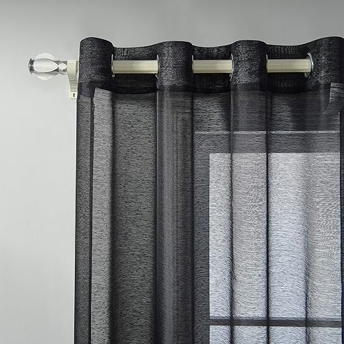 Miniatura 5 de RainCity - Cortinas de lino sintético, 2 paneles de 45 pulgadas de largo x 52 de ancho, con ojales, ideal para la sala o habitaciones infantiles,