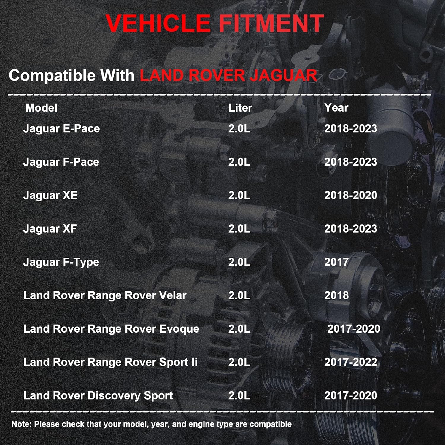 Engine Cylinder Gasket Set Timing Chain Kit W/Piston Connection Rod Crankshaft Bearing Set For Jaguar Land Rover E-Pace XE XF Range Rover Velar 2.0L L4 2018-2023 H4P36584AB