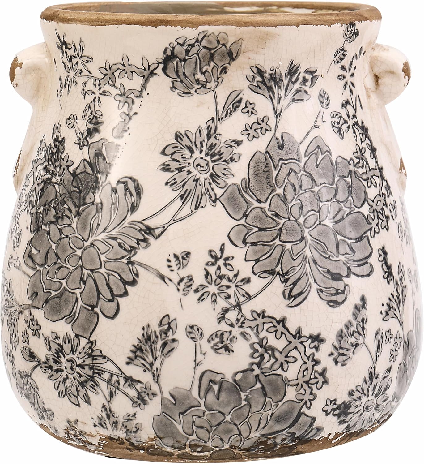 Grey Ceramic Vintage Flower Vase, Decorative Pot, 6.7 in