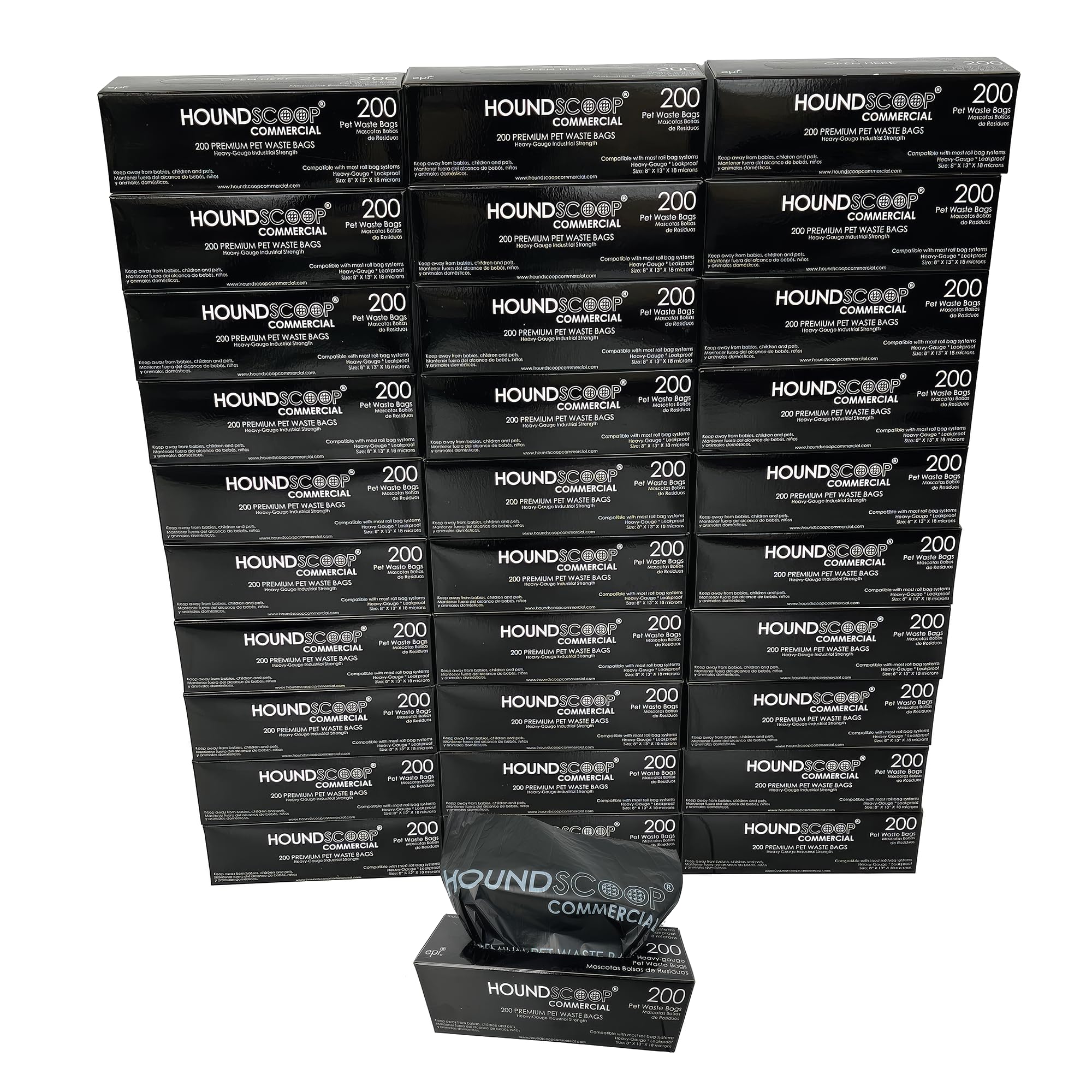 HOUNDSCOOP Case of 6000 Pet Waste Bags on Roll (30 Rolls of 200 bags per roll) Dog Waste Station Bags for HOA, Residential, commercial roll bag for