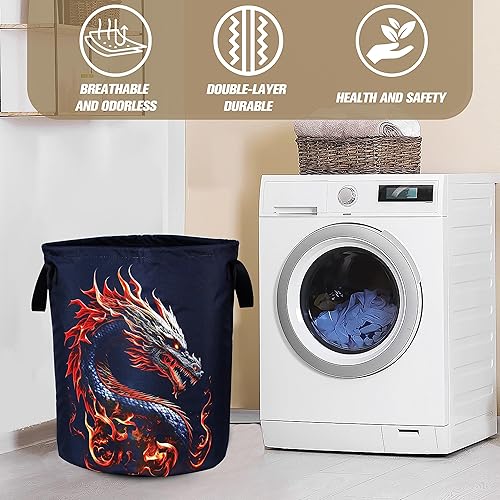 Miniatura 6 de Cesta de lavandería con diseño de dragón de animales de mito, plegable, impermeable, de tela Oxford, divertida bolsa de lavandería, cesta de