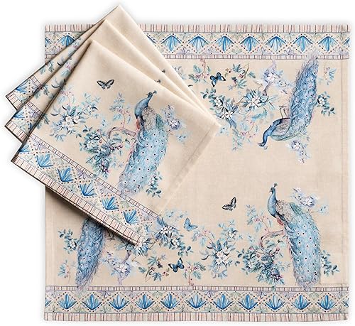 Maison d' Hermine Servilletas decorativas lavables 100% algodón peinado, juego de 4 servilletas decorativas lavables para el hogar, cocina, comedor,