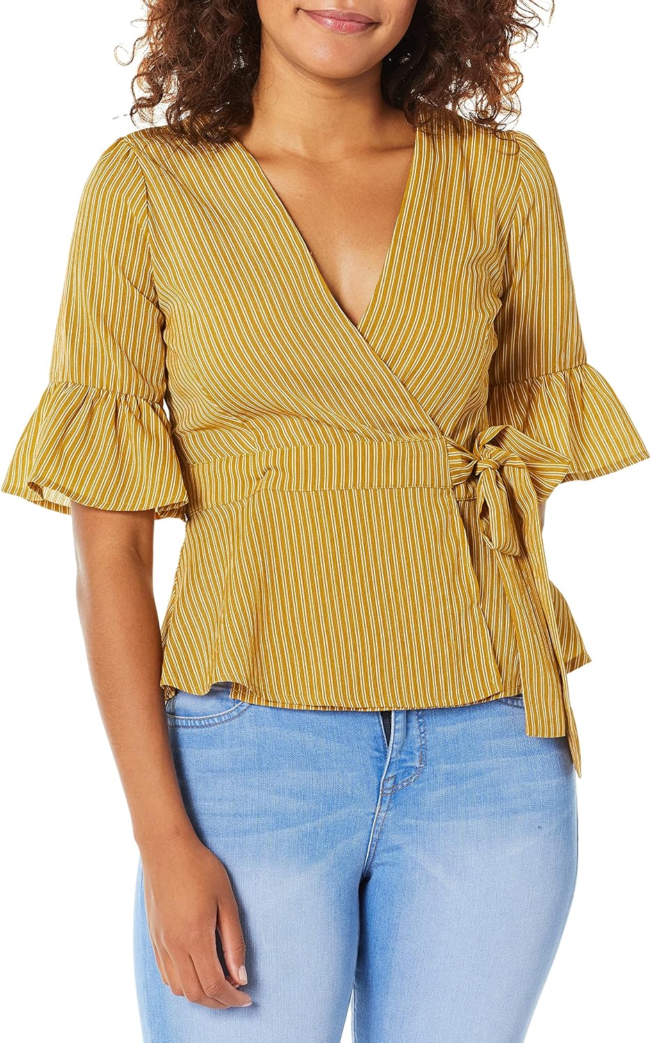 Short Ruffle Sleeve Wrap Top 