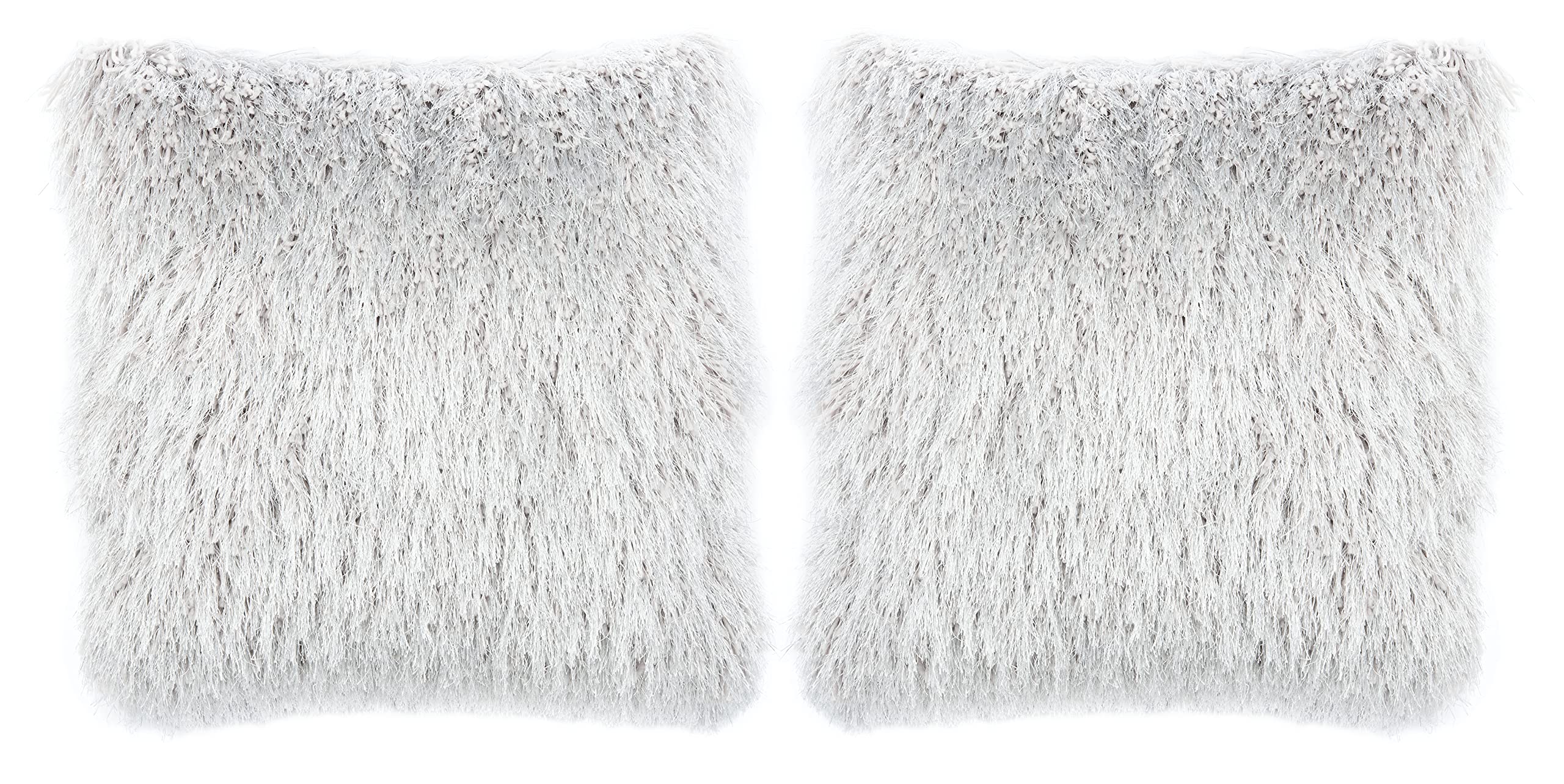 Home Modish Silver Metallic 20-inch Decorative Shag (Set of 2) Pillow