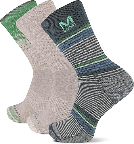 Merrell Calcetines de senderismo de lana unisex para hombres y mujeres, 3 pares, acolchados que absorben la humedad
