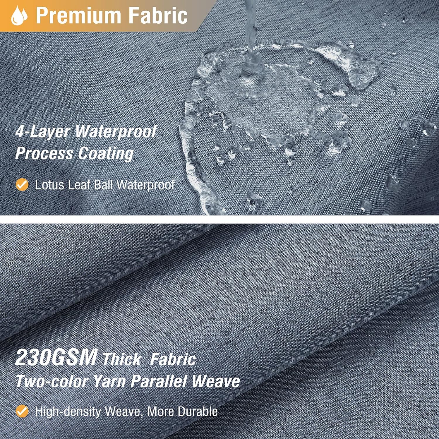 BTTN Fabric Shower Curtain, Linen Textured Heavy Duty Polyester Cloth Shower Curtain Set with Plastic Hooks, Blue Grey, 72" W x 72" L (Pack of 1)